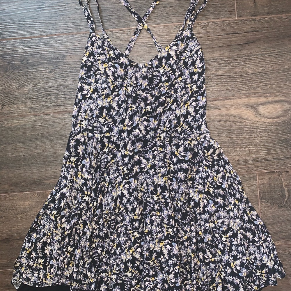 Black Floral Two Layer Sun Dress